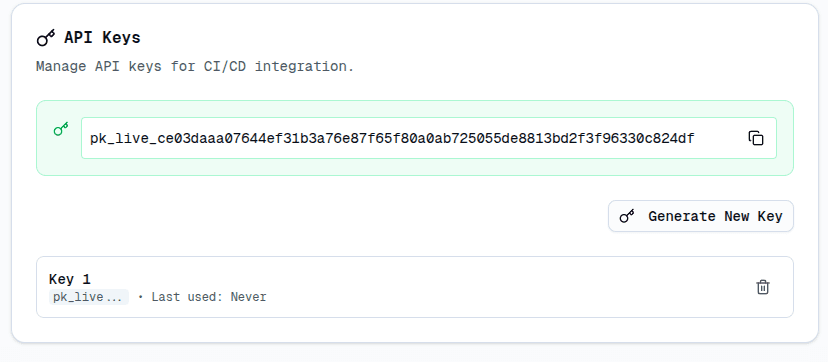 API Keys and CI/CD Integration